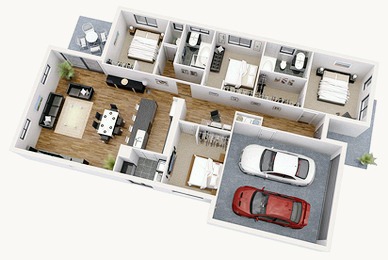 3D isometric floor plan render